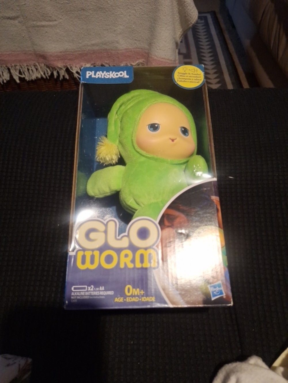 The product is a brand new 2017 Hasbro Playskool Glo Worm plush toy in green col